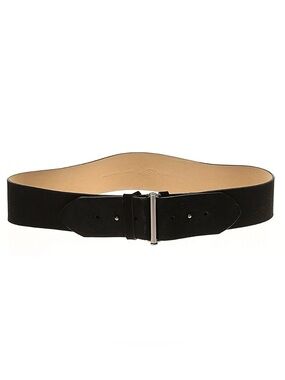 LOFT Black Wide Stretch Belt with Silver Bar Buckle